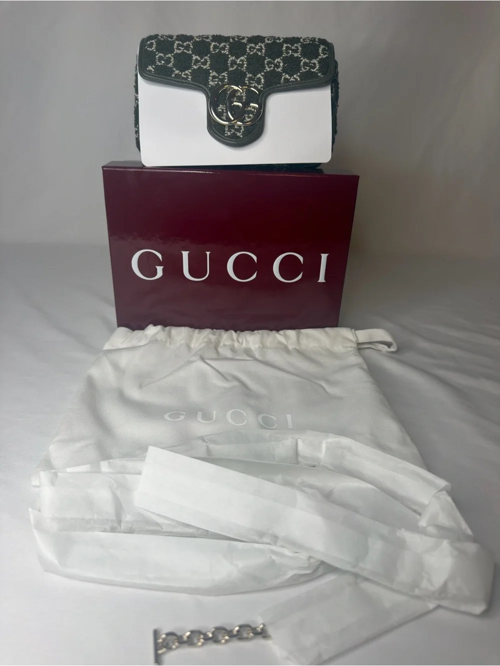 Gucci GG Marmont Green Boucle Mini NWT w/ Box